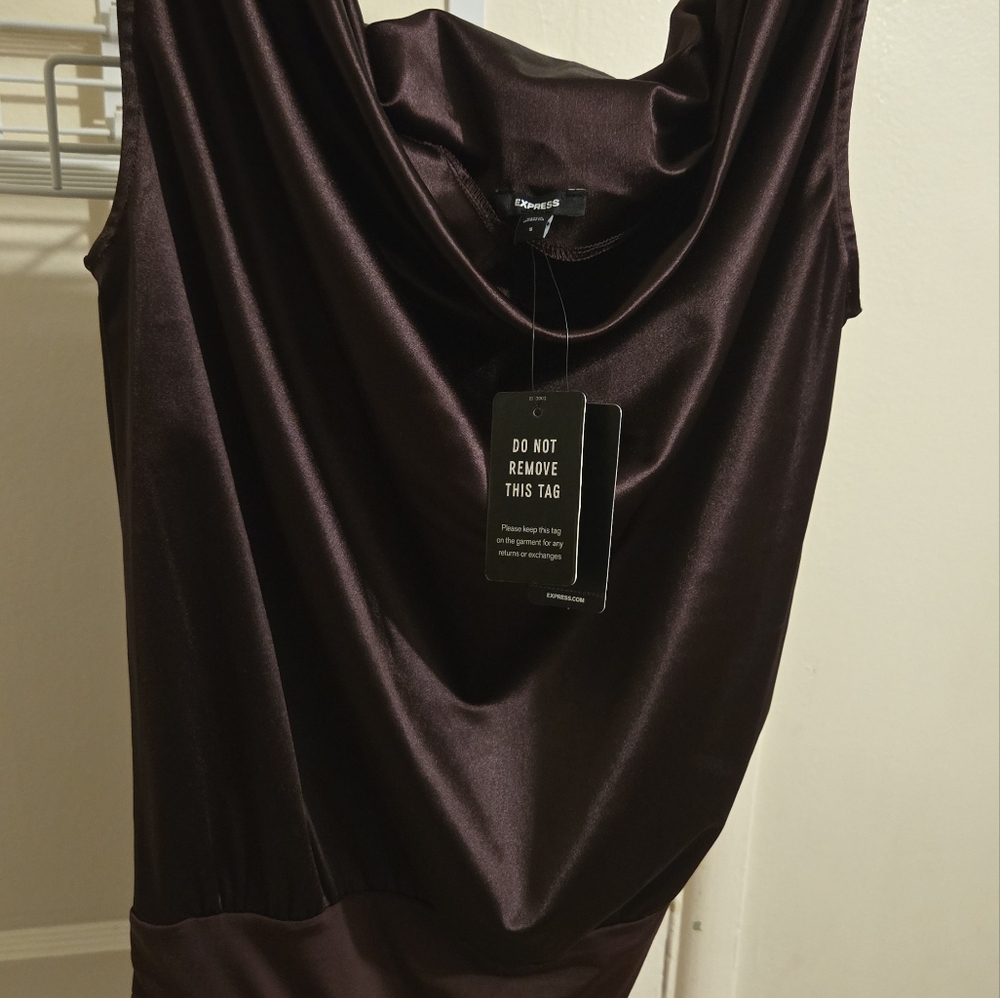 Elegant Dark Purple Satin Dress